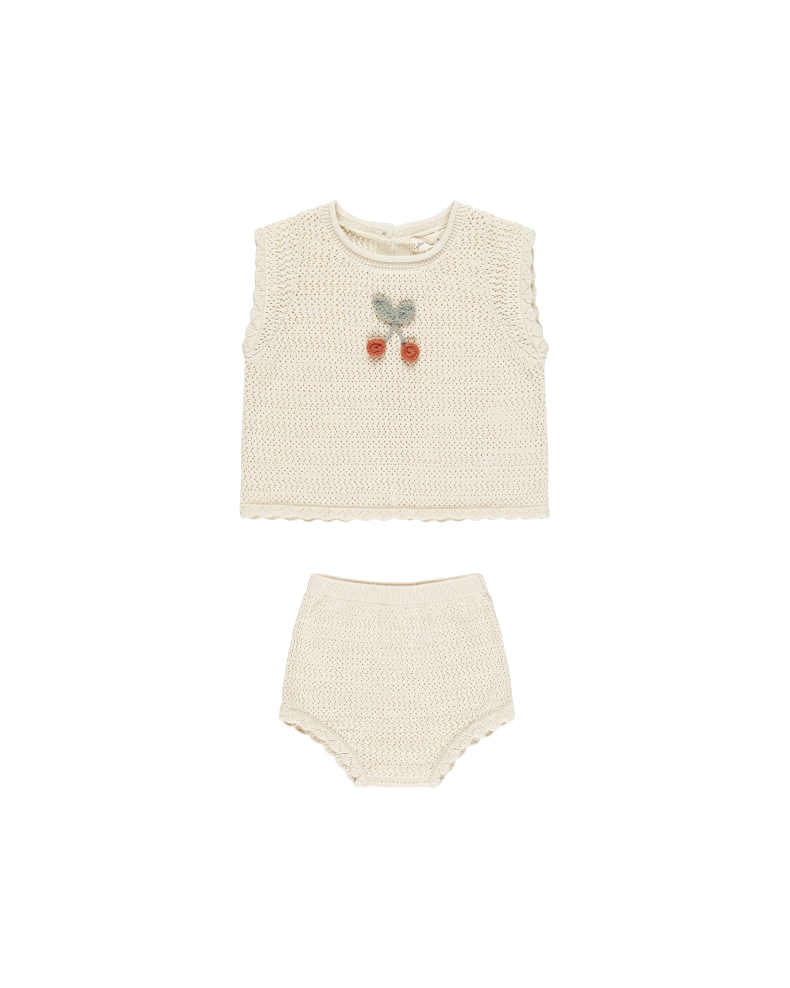 Rylee + Cru Scallop Knit Baby Set | Cherry