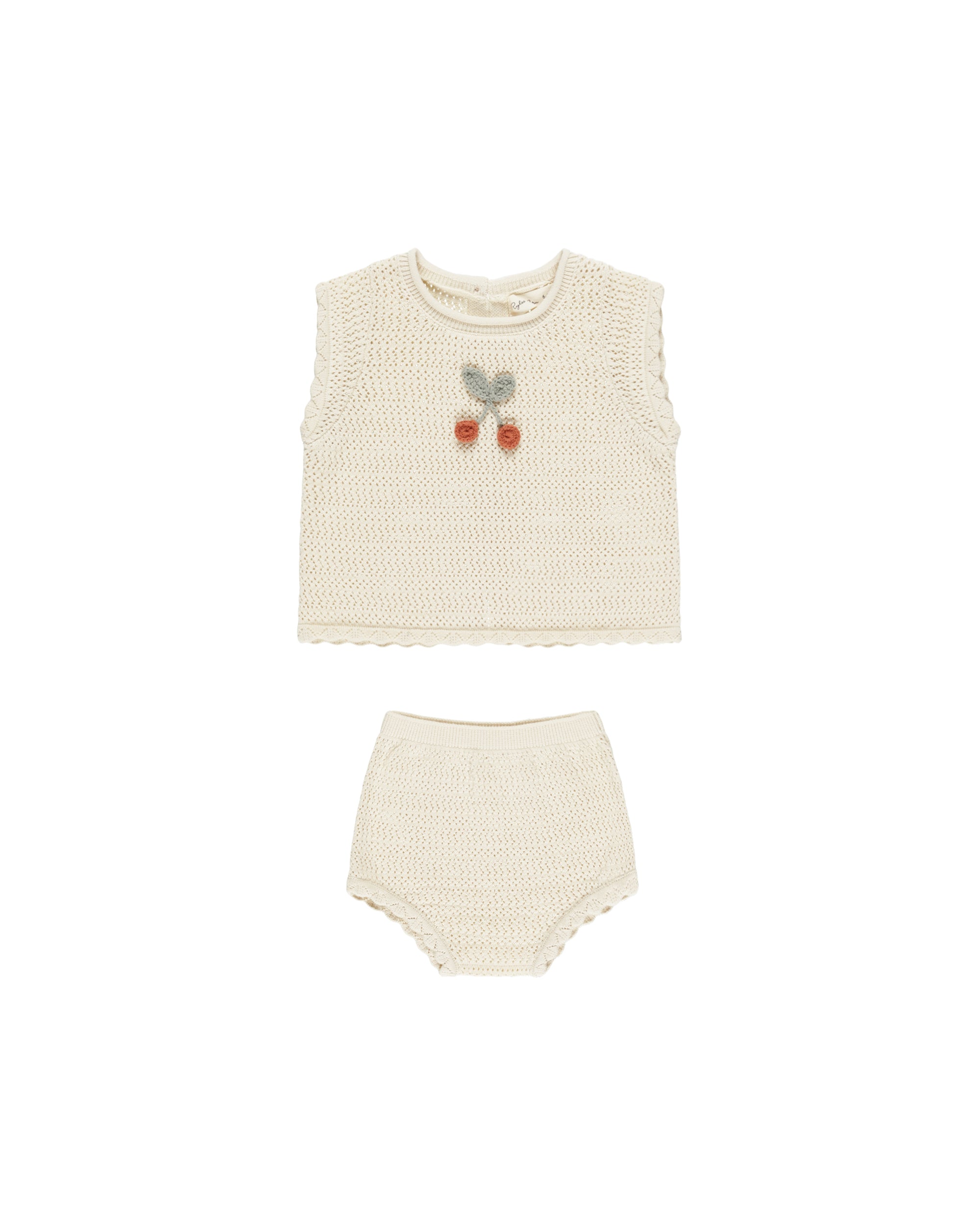 Rylee + Cru Scallop Knit Baby Set | Cherry
