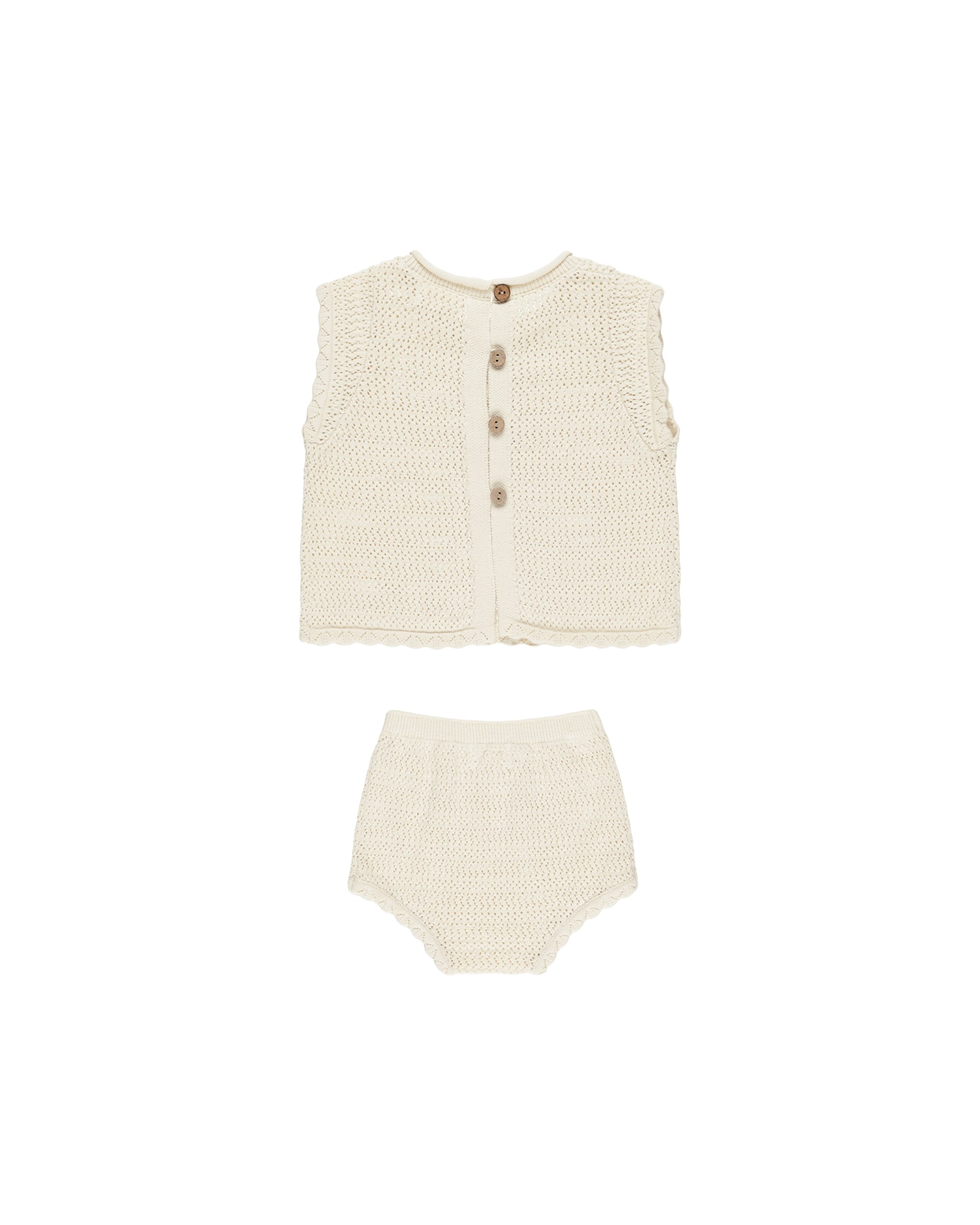 Rylee + Cru Scallop Knit Baby Set | Cherry