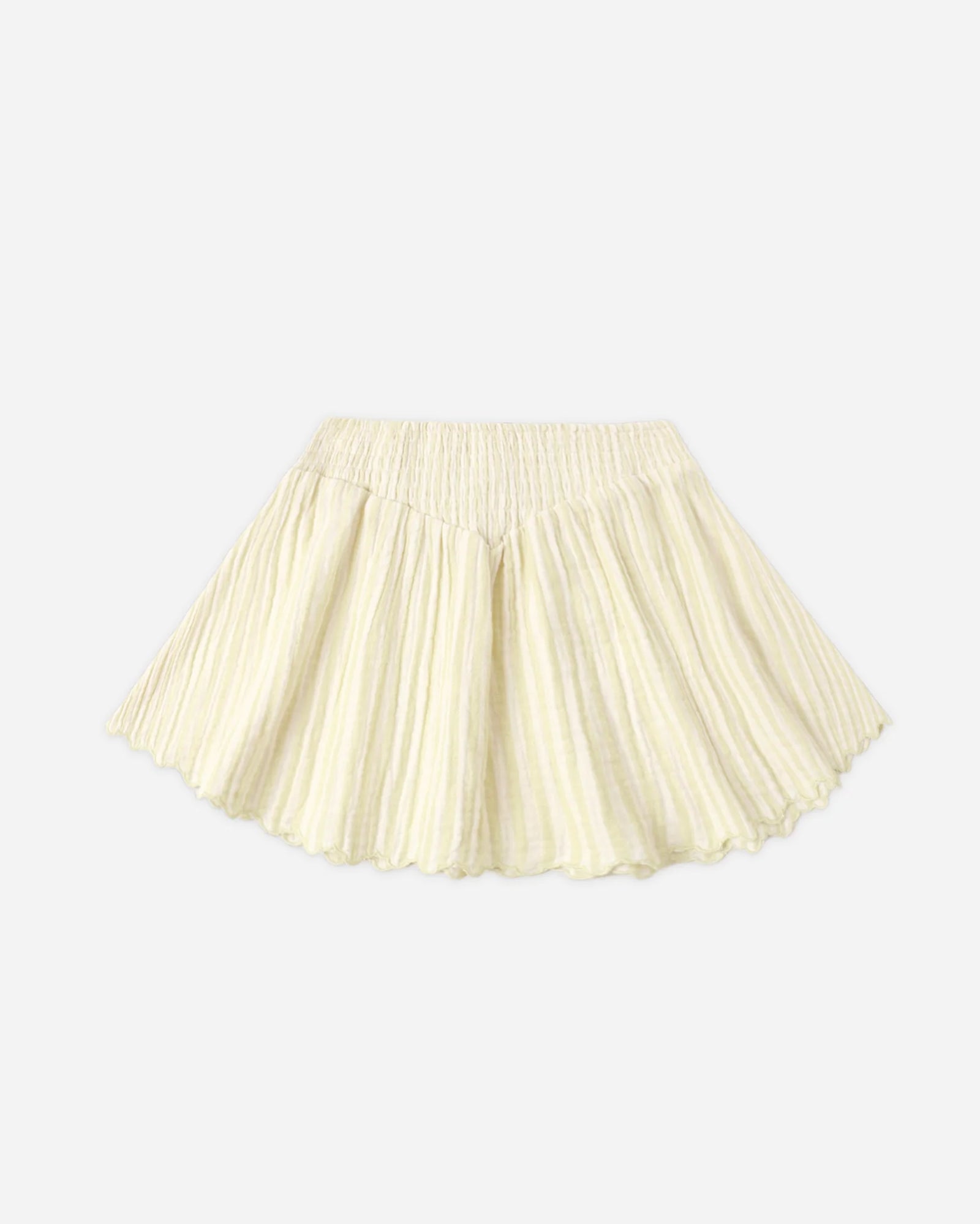 Rylee + Cru Smocked V Mini Skirt | Citron Stripe