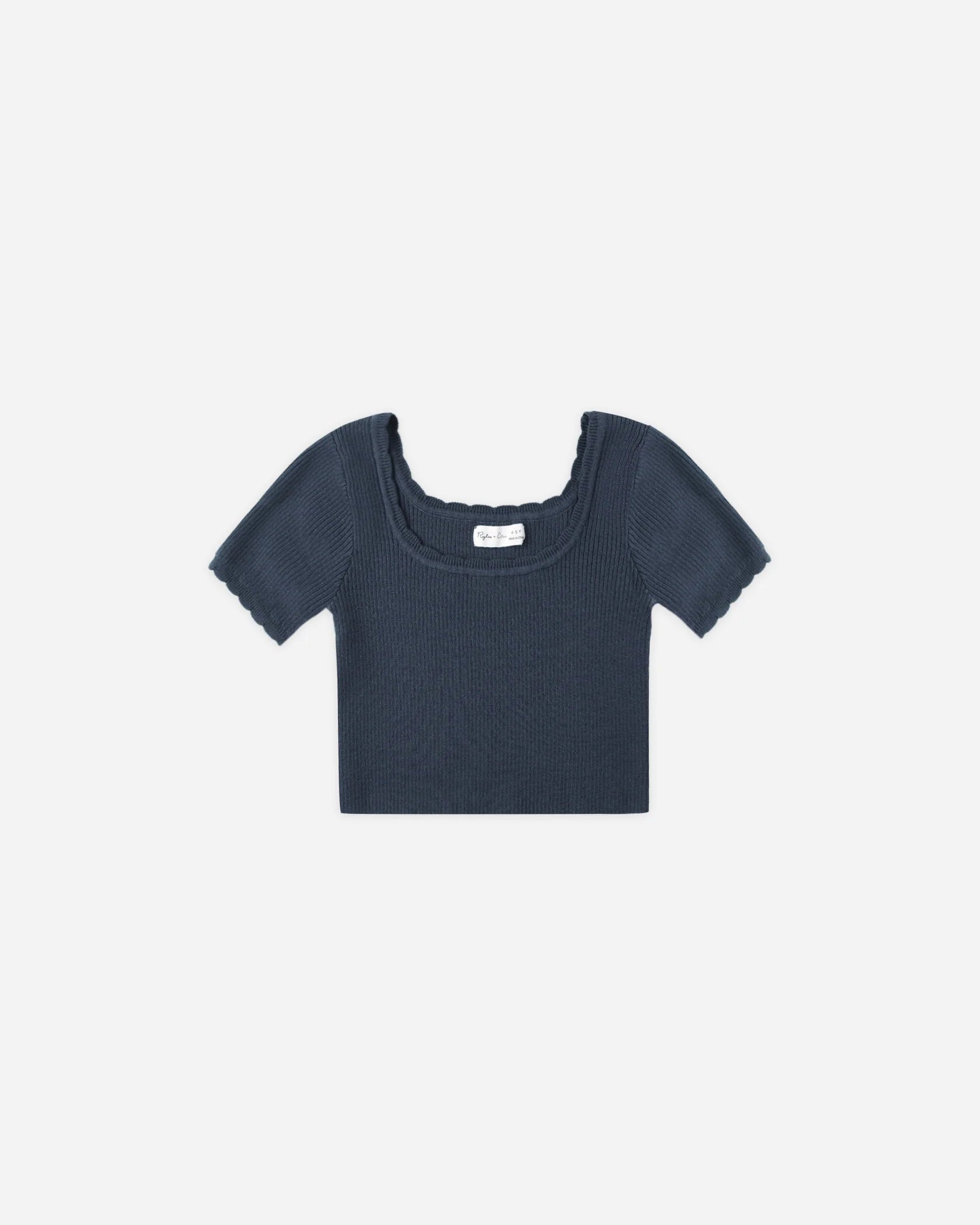 Rylee + Cru Scallop Tee | Navy
