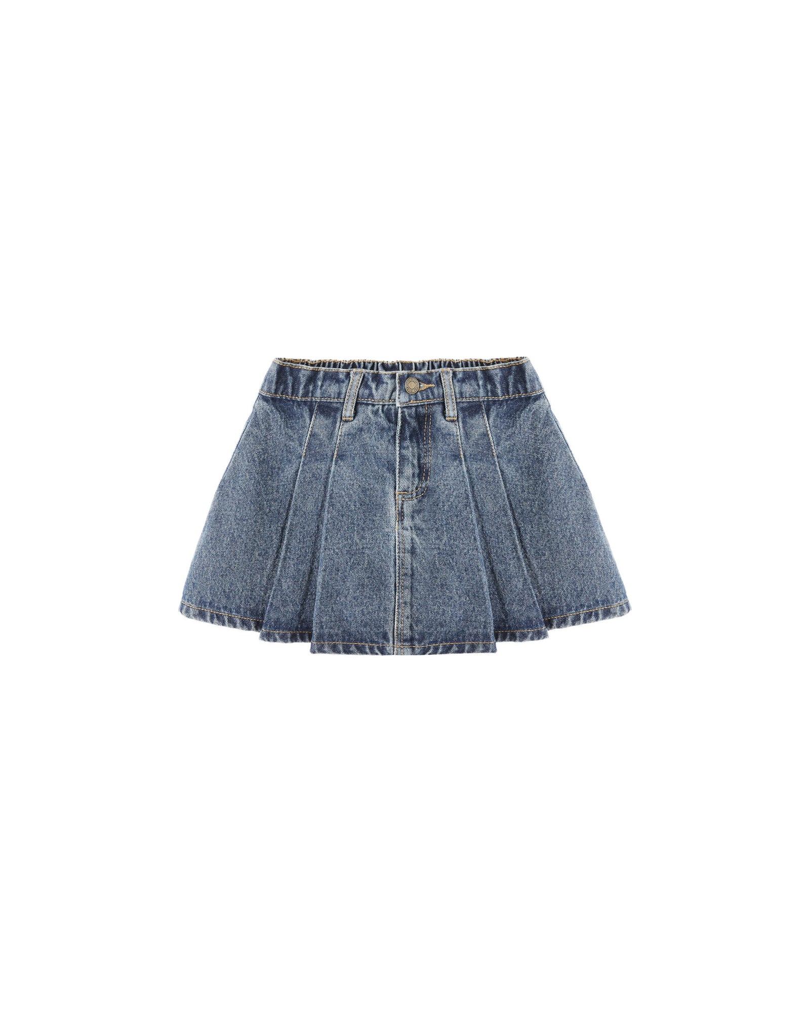 Rylee + Cru Pleated Denim Skirt | Indigo Denim