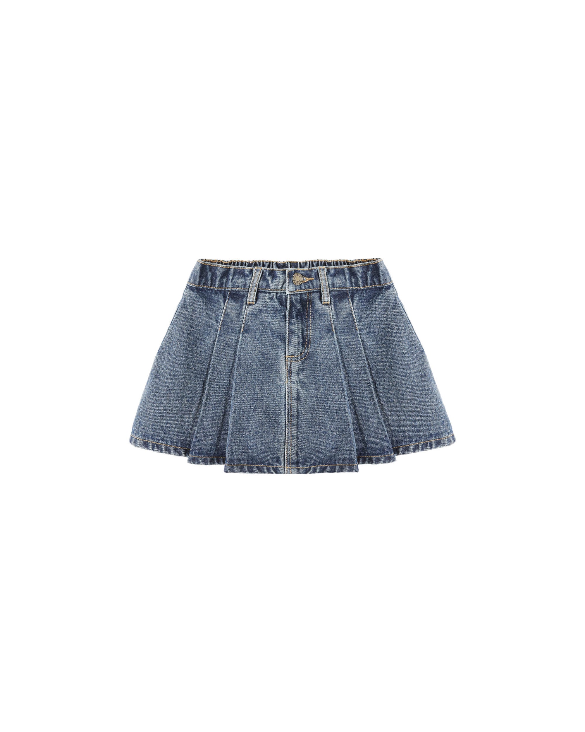 Rylee + Cru Pleated Denim Skirt | Indigo Denim