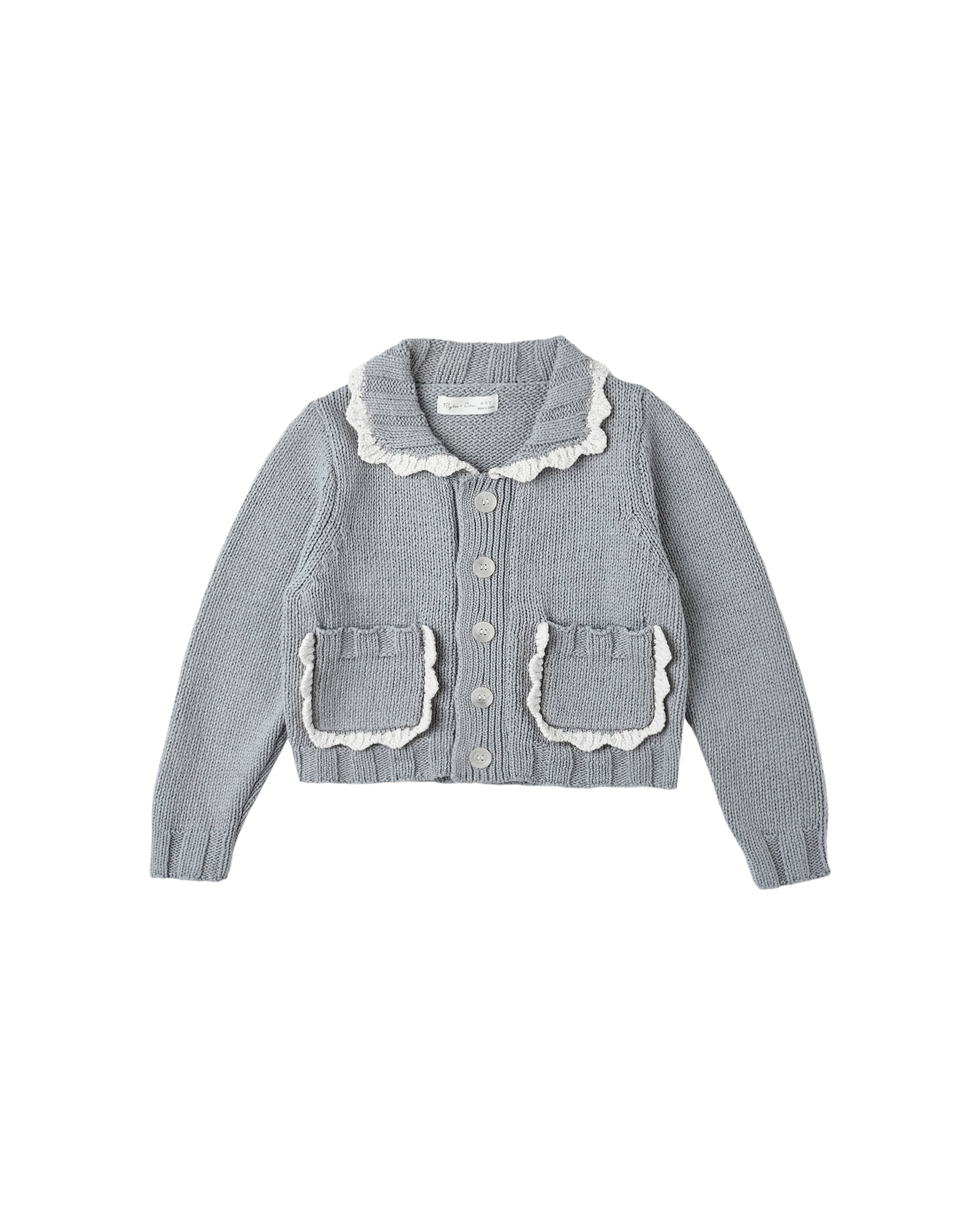 Rylee + Cru Collared Cardigan | Dusty Blue