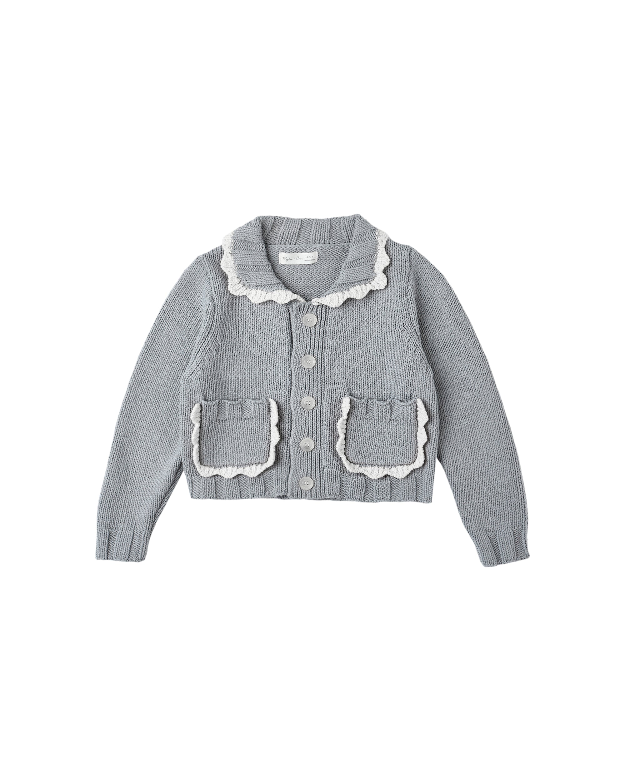 Rylee + Cru Collared Cardigan | Dusty Blue