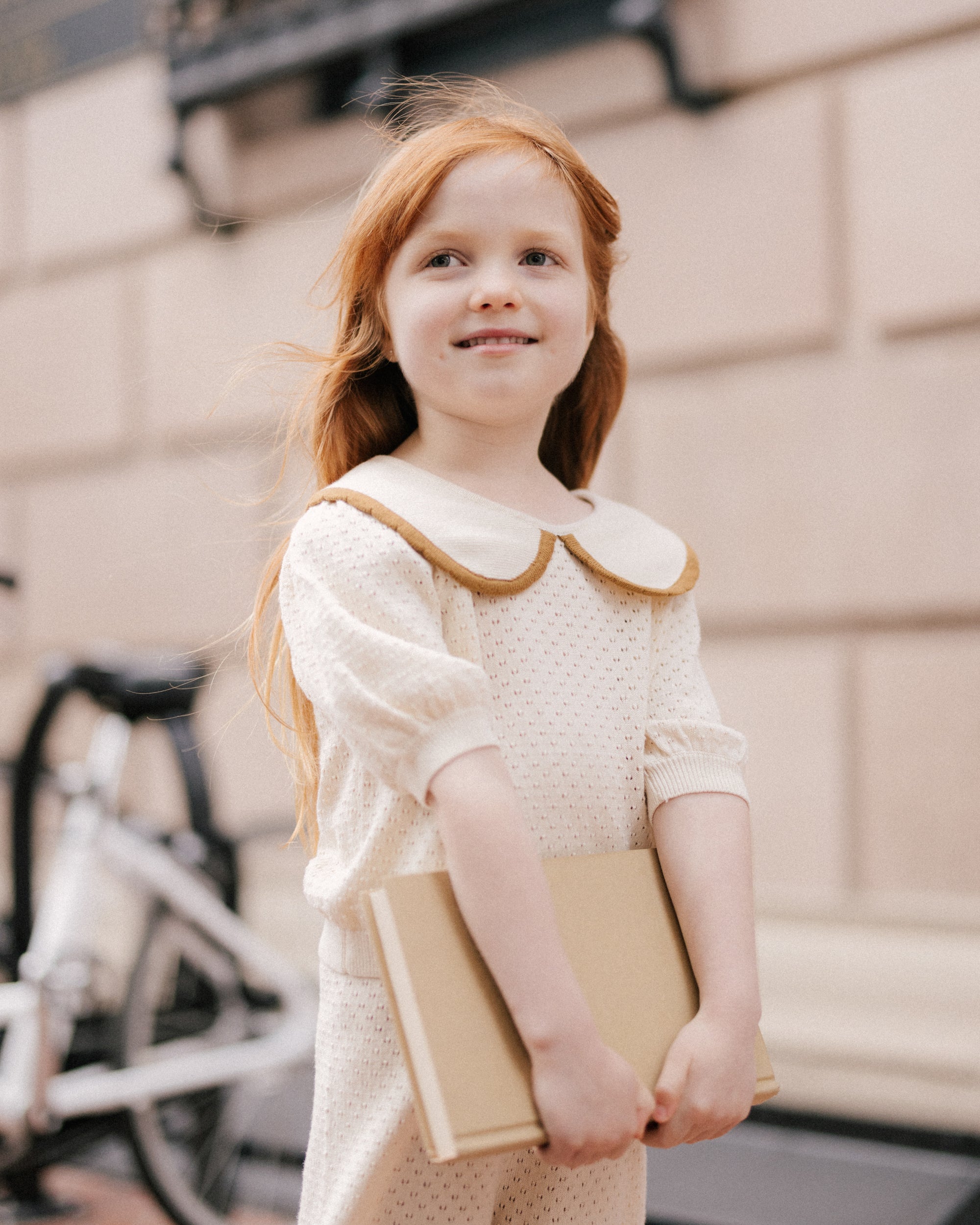 Rylee + Cru Pointelle Collared Top | Natural