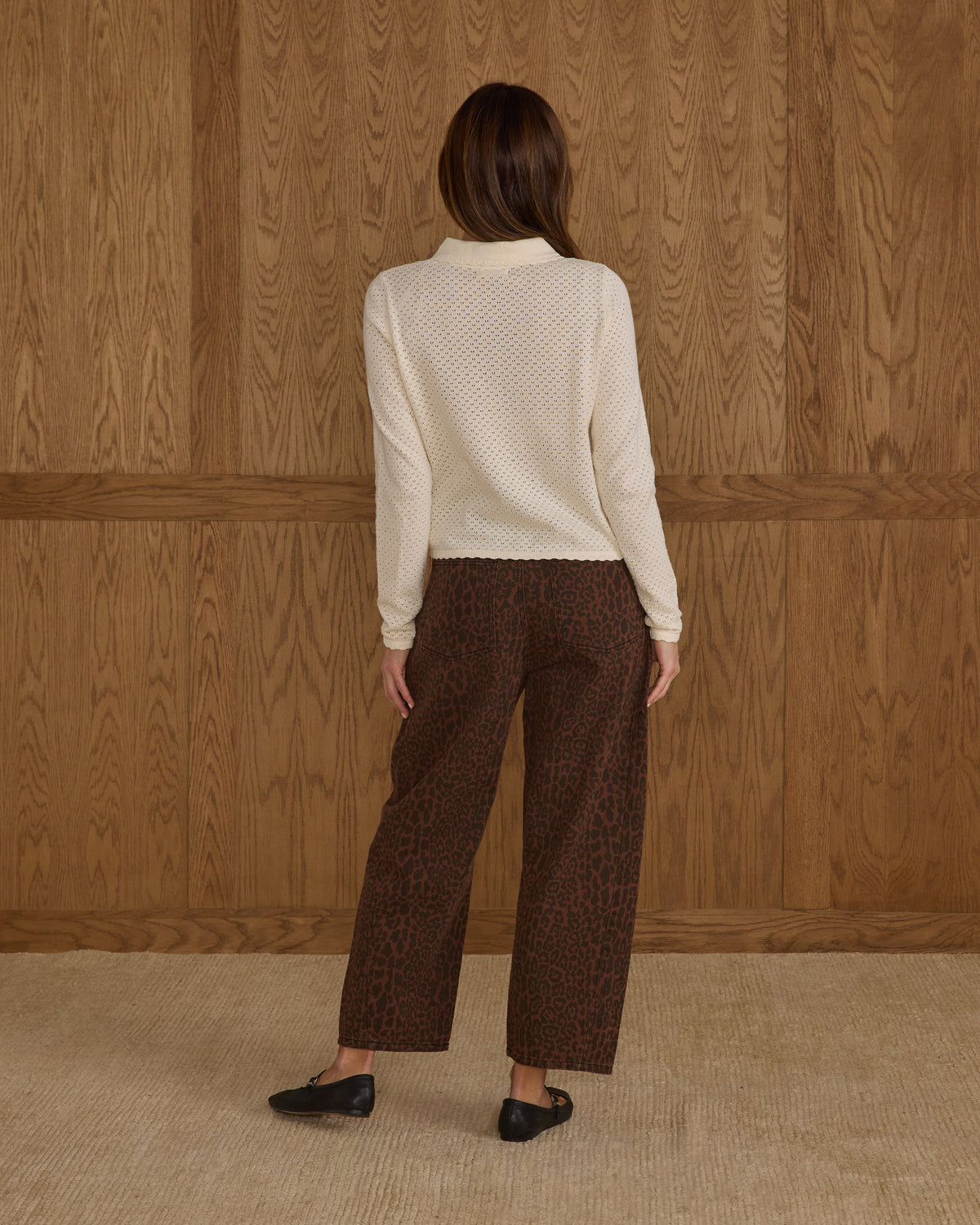 Rylee + Cru Women's Barrel Pant | Leopard Denim