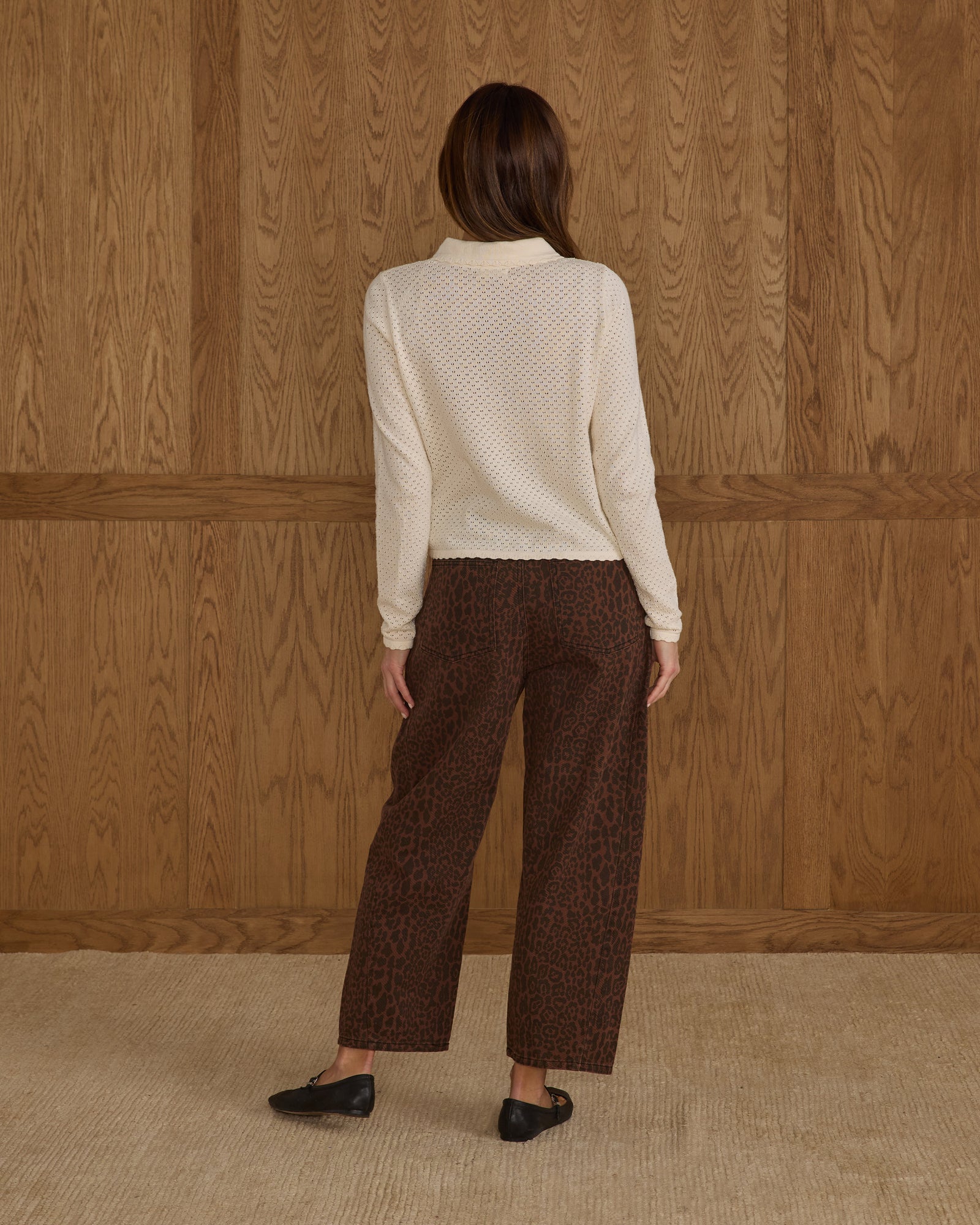 Rylee + Cru Women's Barrel Pant | Leopard Denim