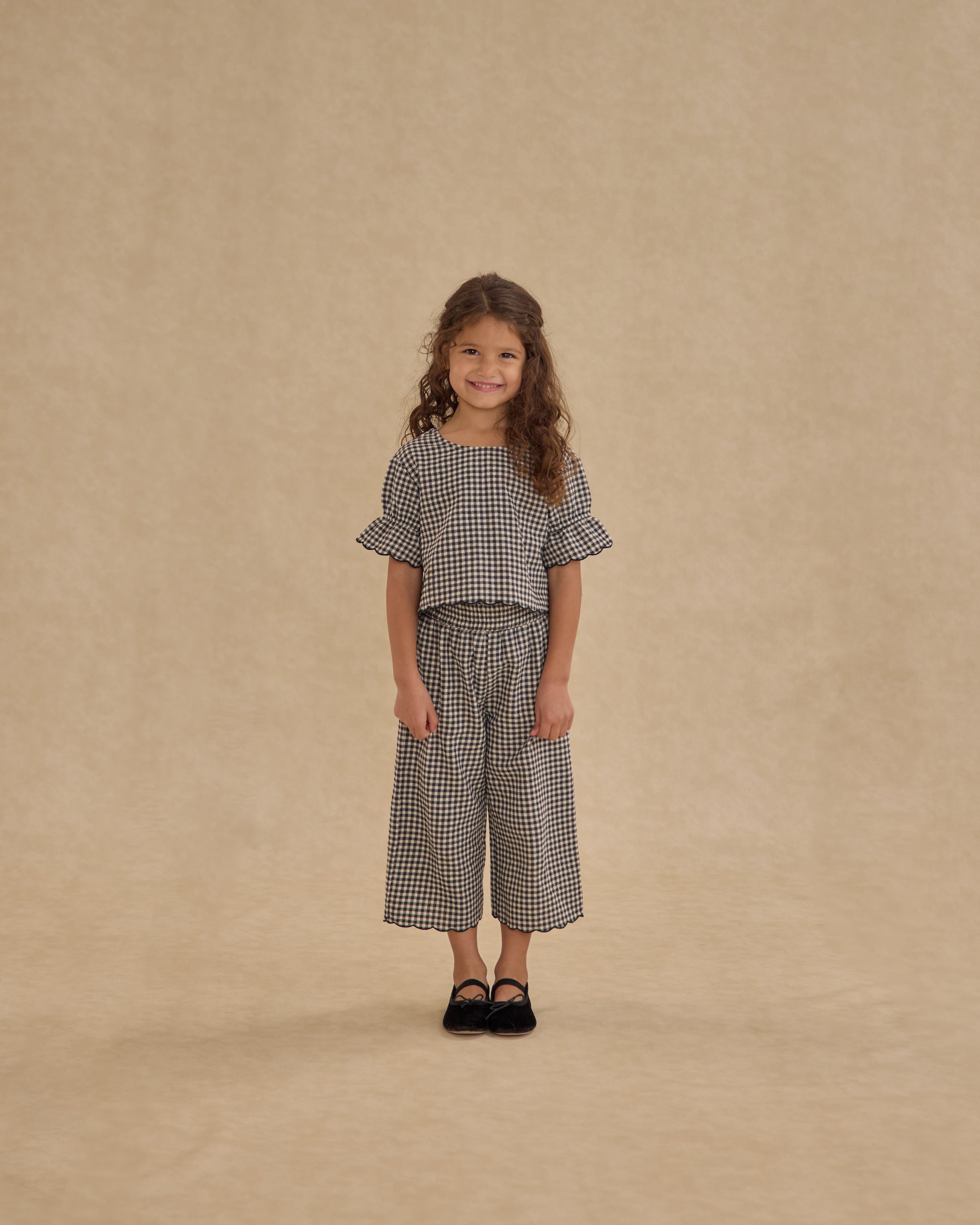 Rylee + Cru Wide Leg Pant | Black Gingham