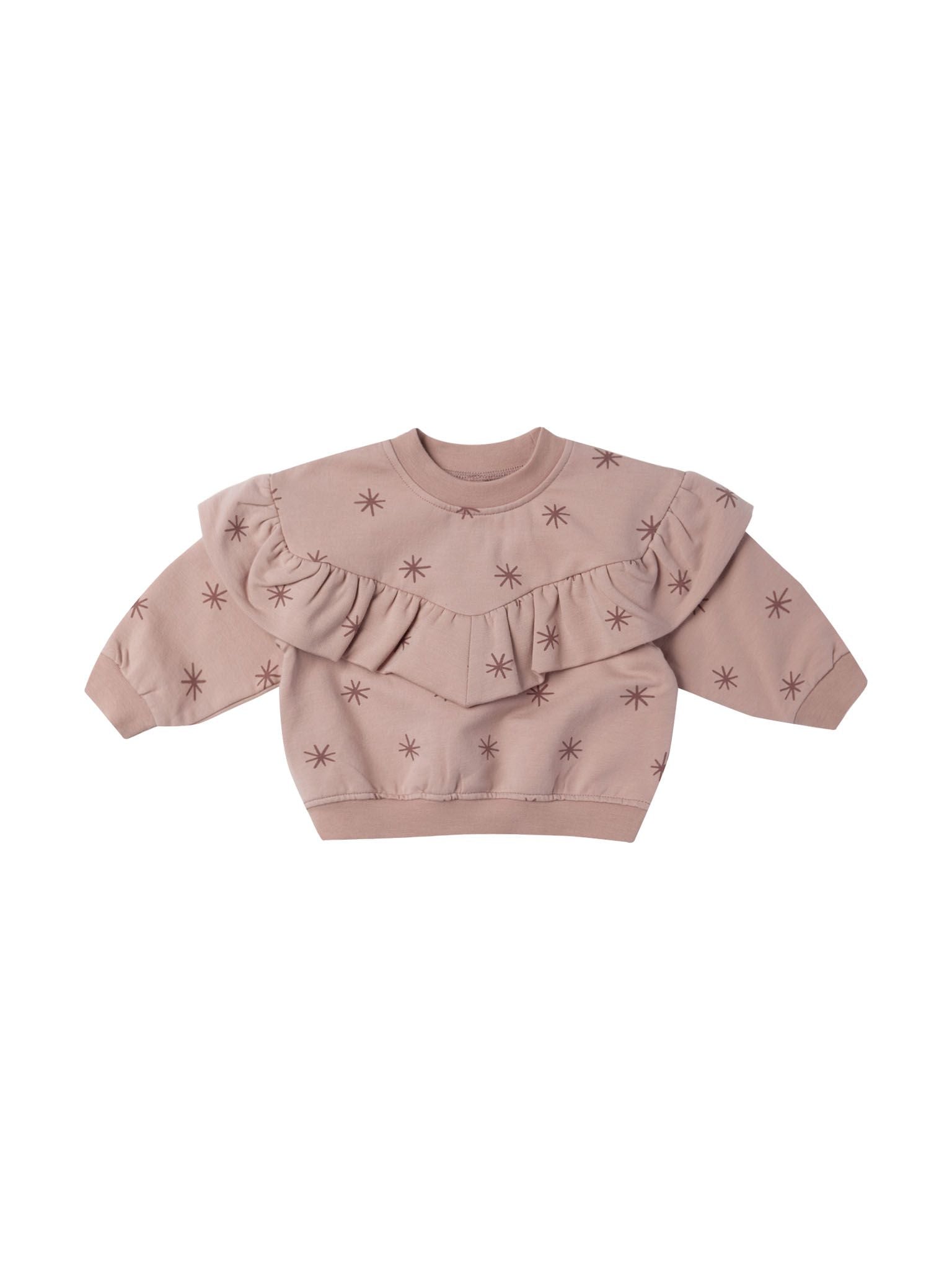 Quincy Mae Ruffle Fleece Sweatshirt | Snow Stars