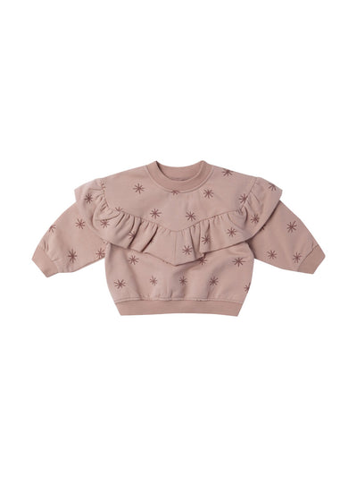 Quincy Mae Ruffle Fleece Sweatshirt | Snow Stars