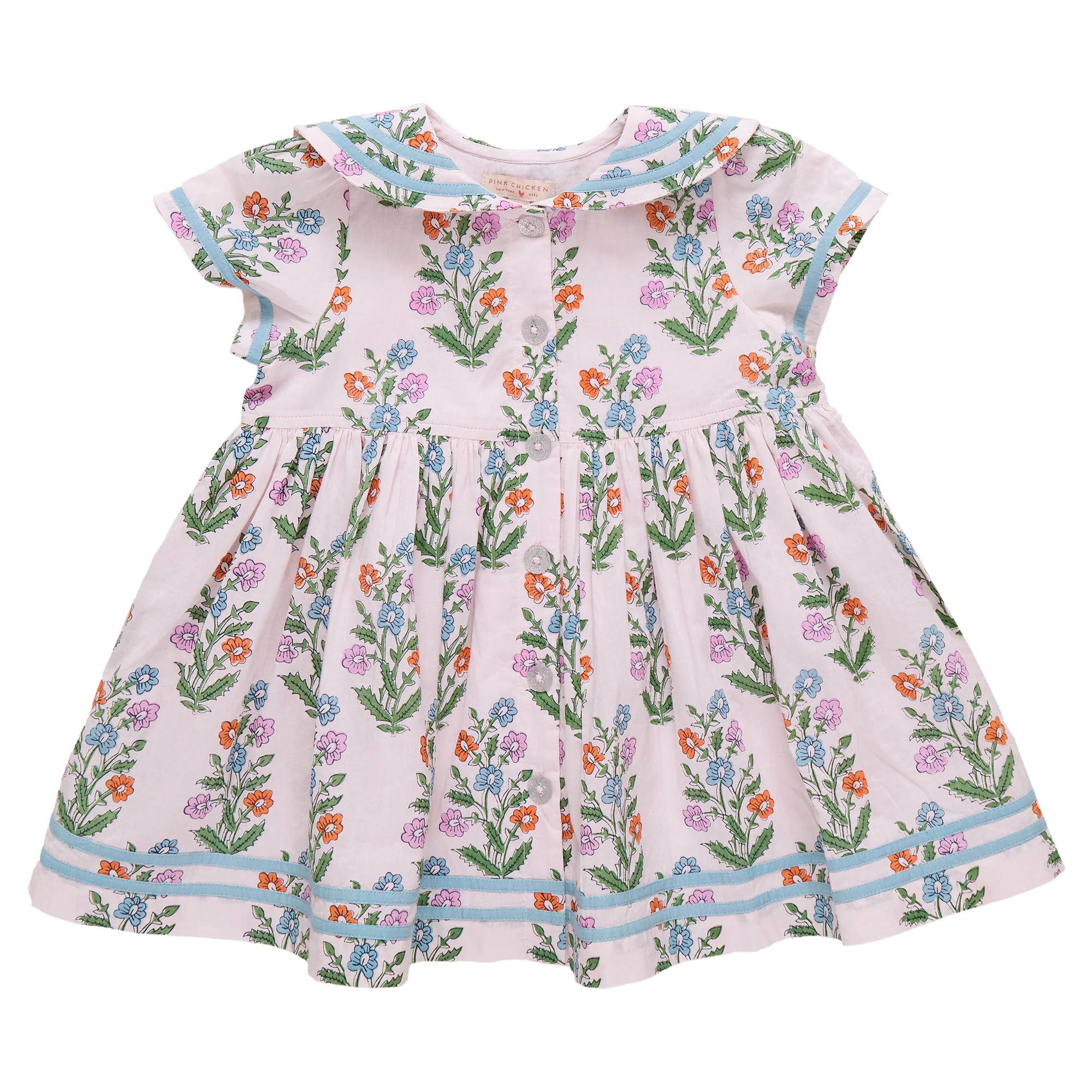 pink chicken dress Pink Chicken Girls Elowen Dress | Pink Dewdrop Block Print