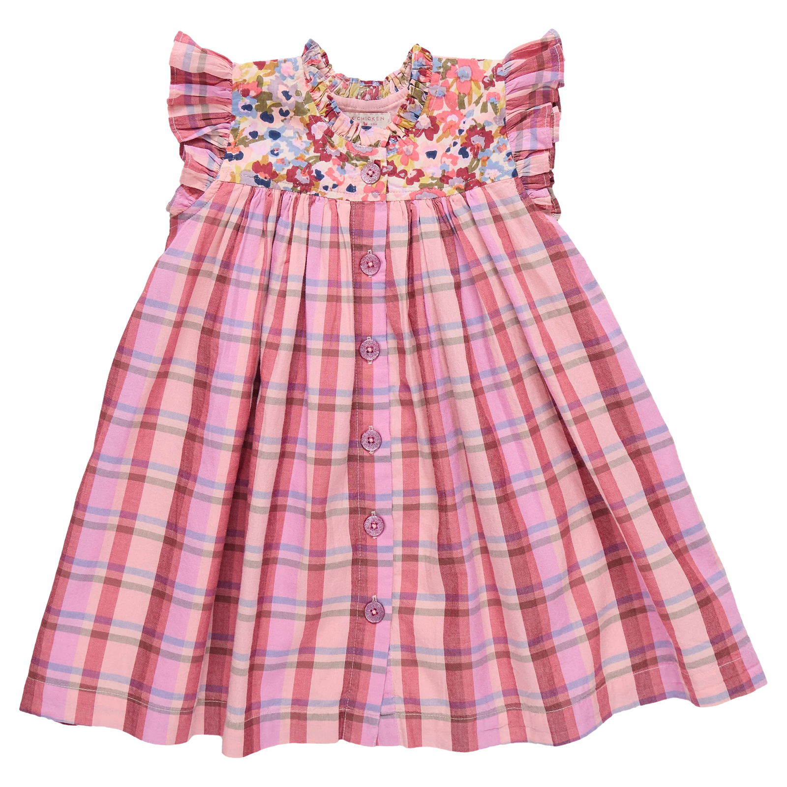 Pink Chicken Girls Kaylee Dress | Burgundy Madras Plaid