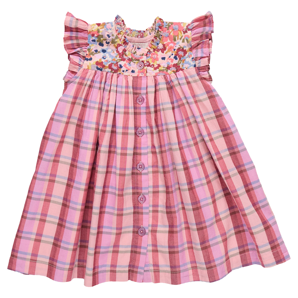 Pink Chicken Girls Kaylee Dress | Burgundy Madras Plaid