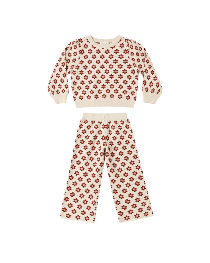Rylee + Cru Jacquard Knit Set | Poinsettia