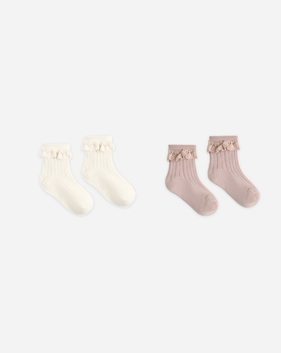 Rylee + Cru Lace Socks | Rosewood/Natural