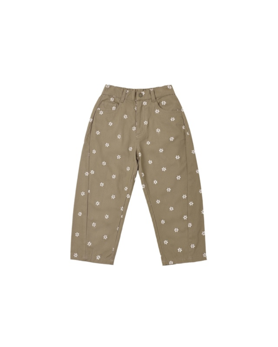 Rylee + Cru Barrel Pant | Embroidered Daisies