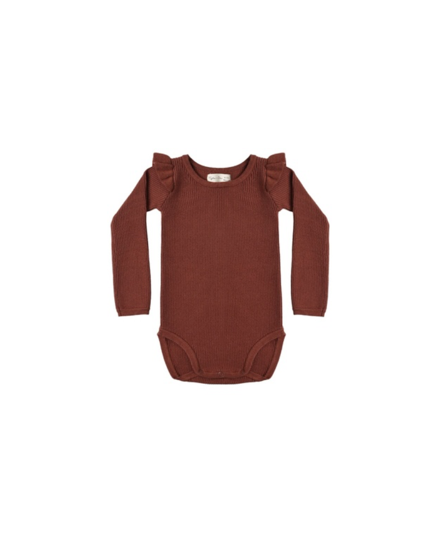 Rylee + Cru Ruffle Bodysuit | Brick