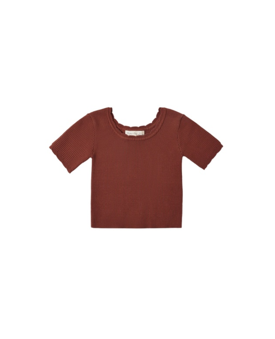 Rylee + Cru Scalloped Tee | Brick