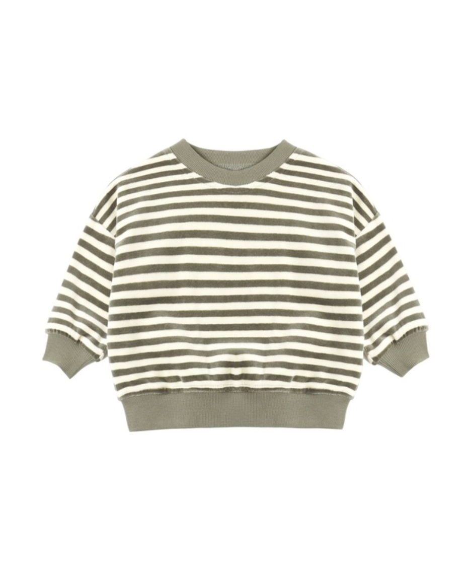 Quincy Mae Velour Relaxed Sweatshirt | Spruce Stripe
