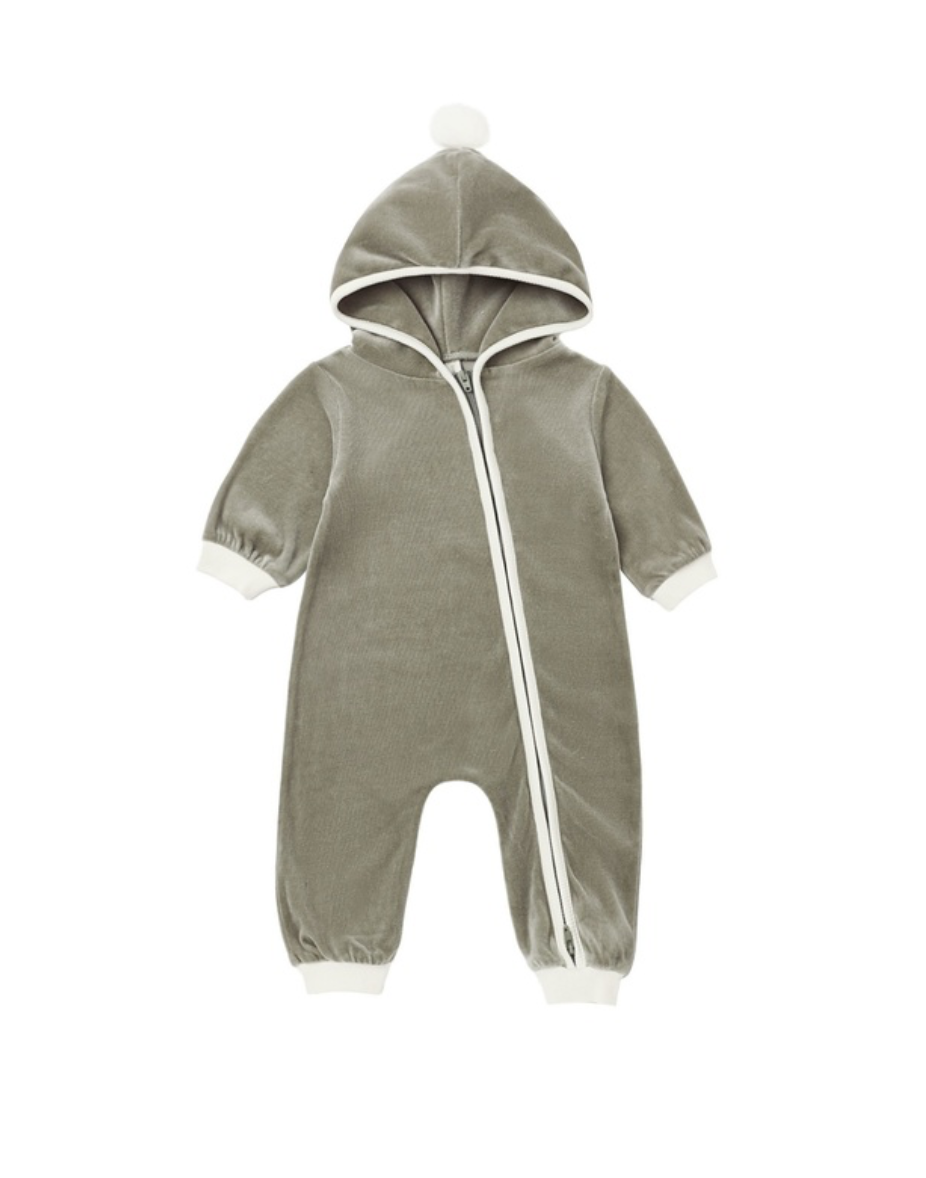 Quincy Mae Velour Zip Jumpsuit | Spruce