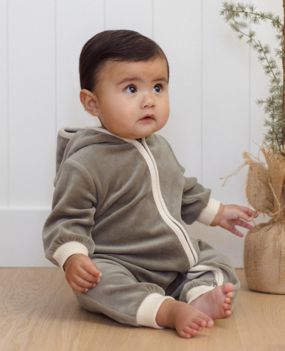 Quincy Mae Velour Zip Jumpsuit | Spruce