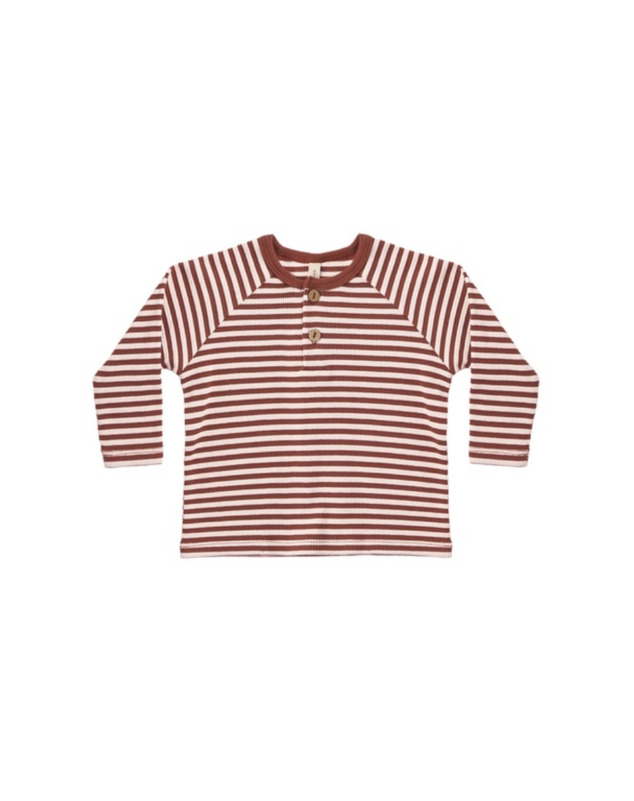 Quincy Mae Henley Knit Top | Candy Stripe