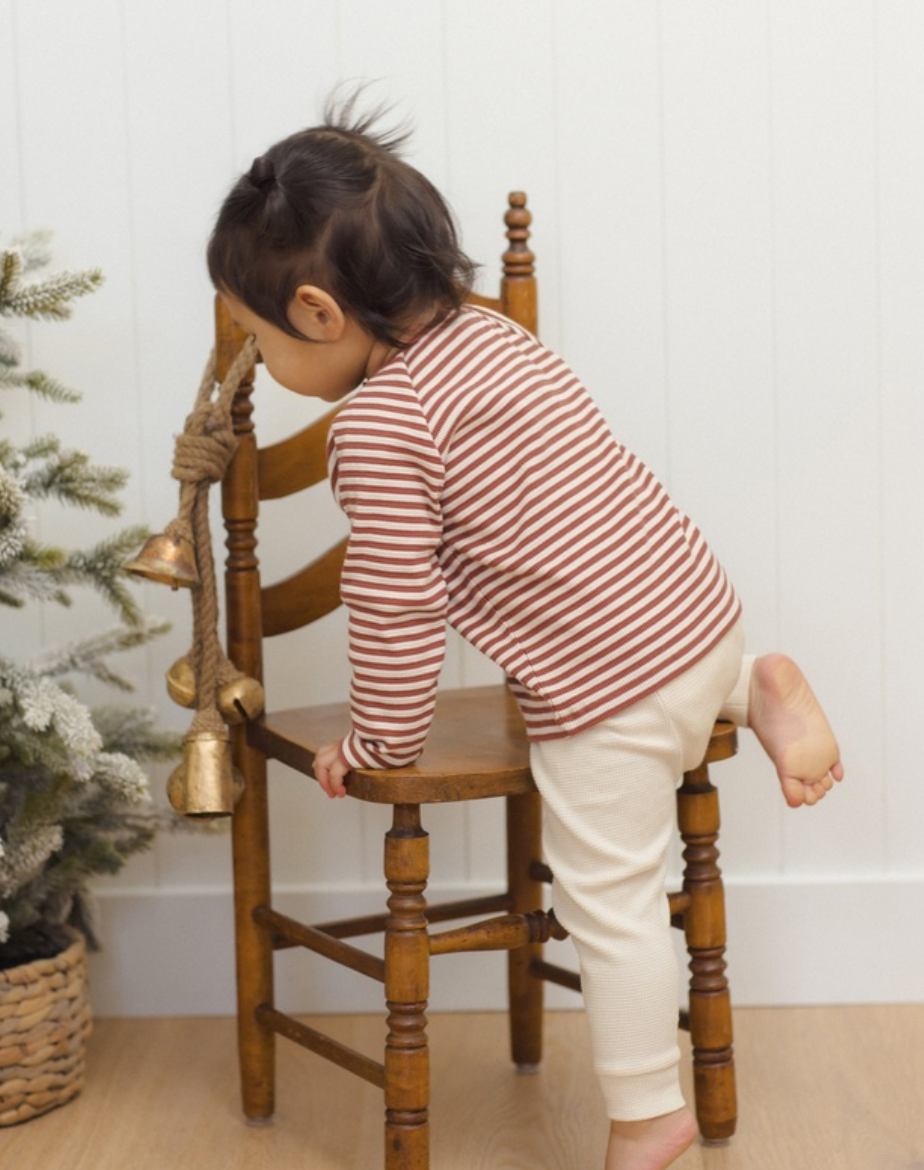 Quincy Mae Henley Knit Top | Candy Stripe