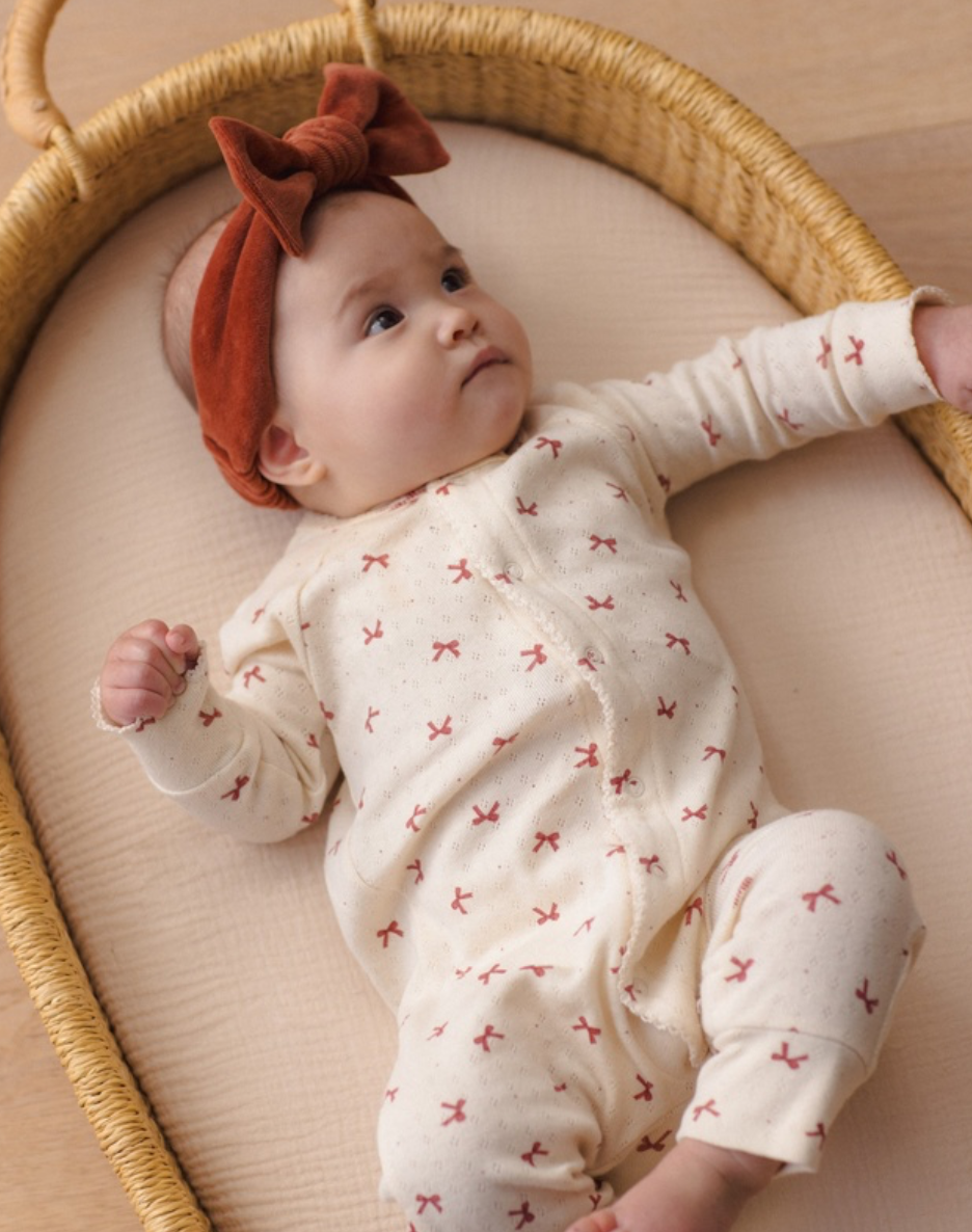 Quincy Mae Hidden Snap Footie | Red Bows