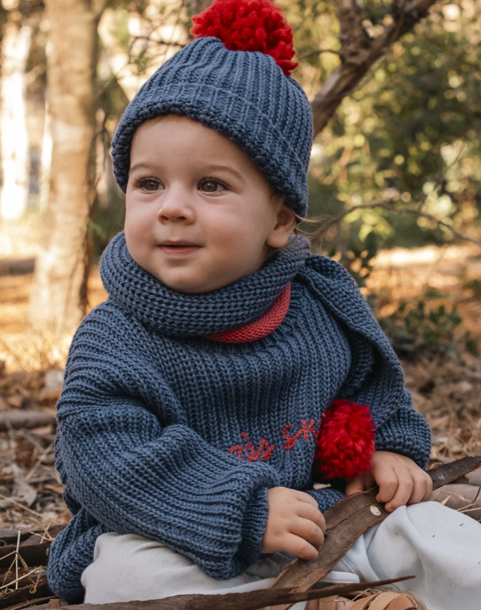 Wild Wawa Knitted Beanie | Midnight Blue