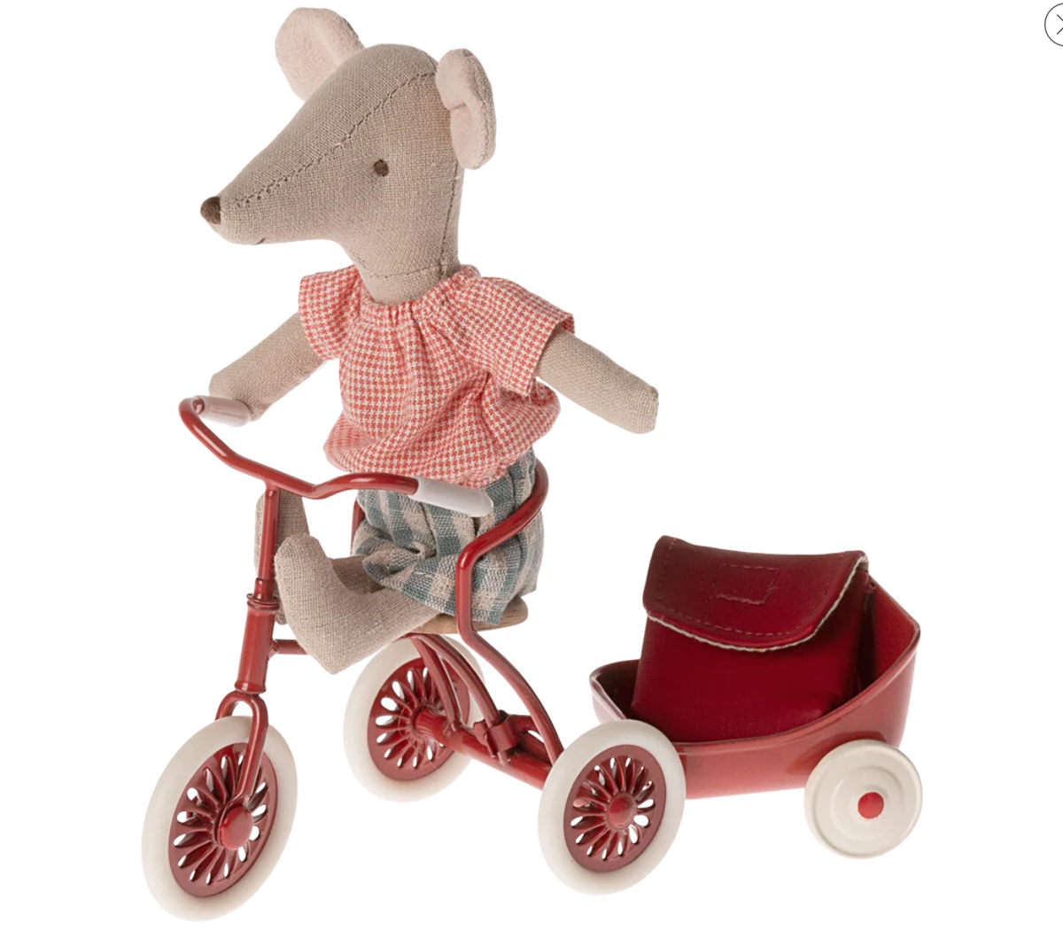 Maileg Tricycle Mouse | Big Sister with Bag Red