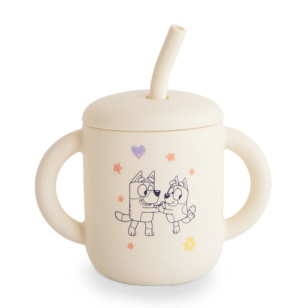Bluey x Mushie Silicone Training Cup + Straw | Blue Ivory