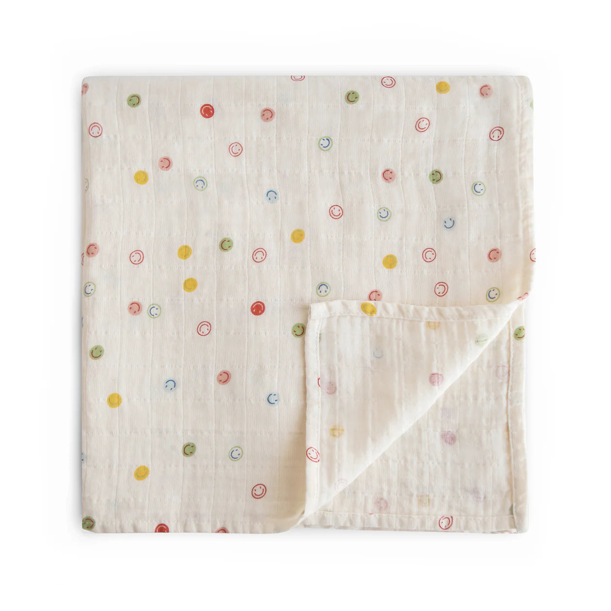 Mushie Organic Swaddle Blanket | Smiley Faces