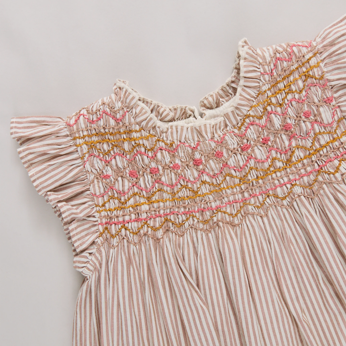 Pink Chicken Baby Girls Stevie Dress | Tawny Brown Stripe