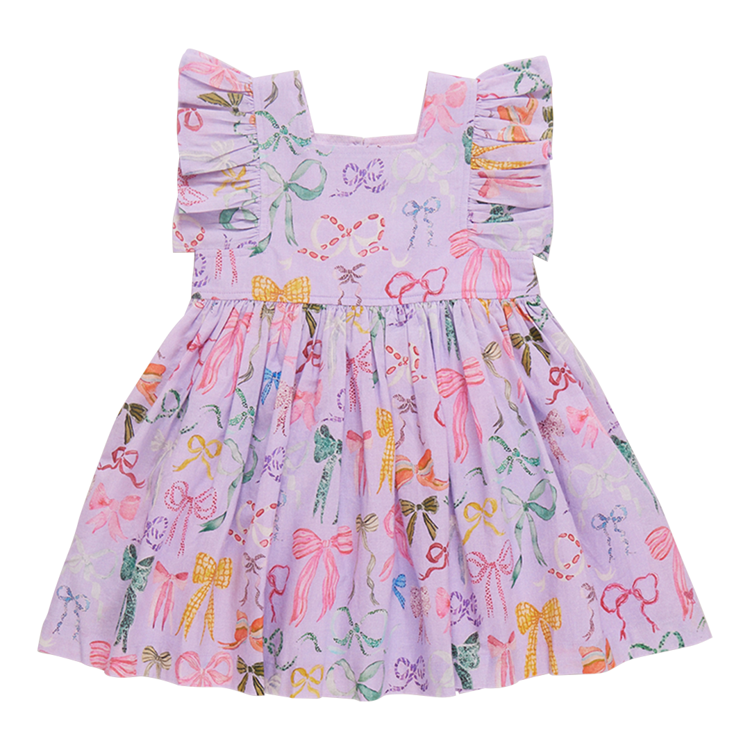 Pink Chicken Girls Elsie Dress | Lavender Watercolor Bows