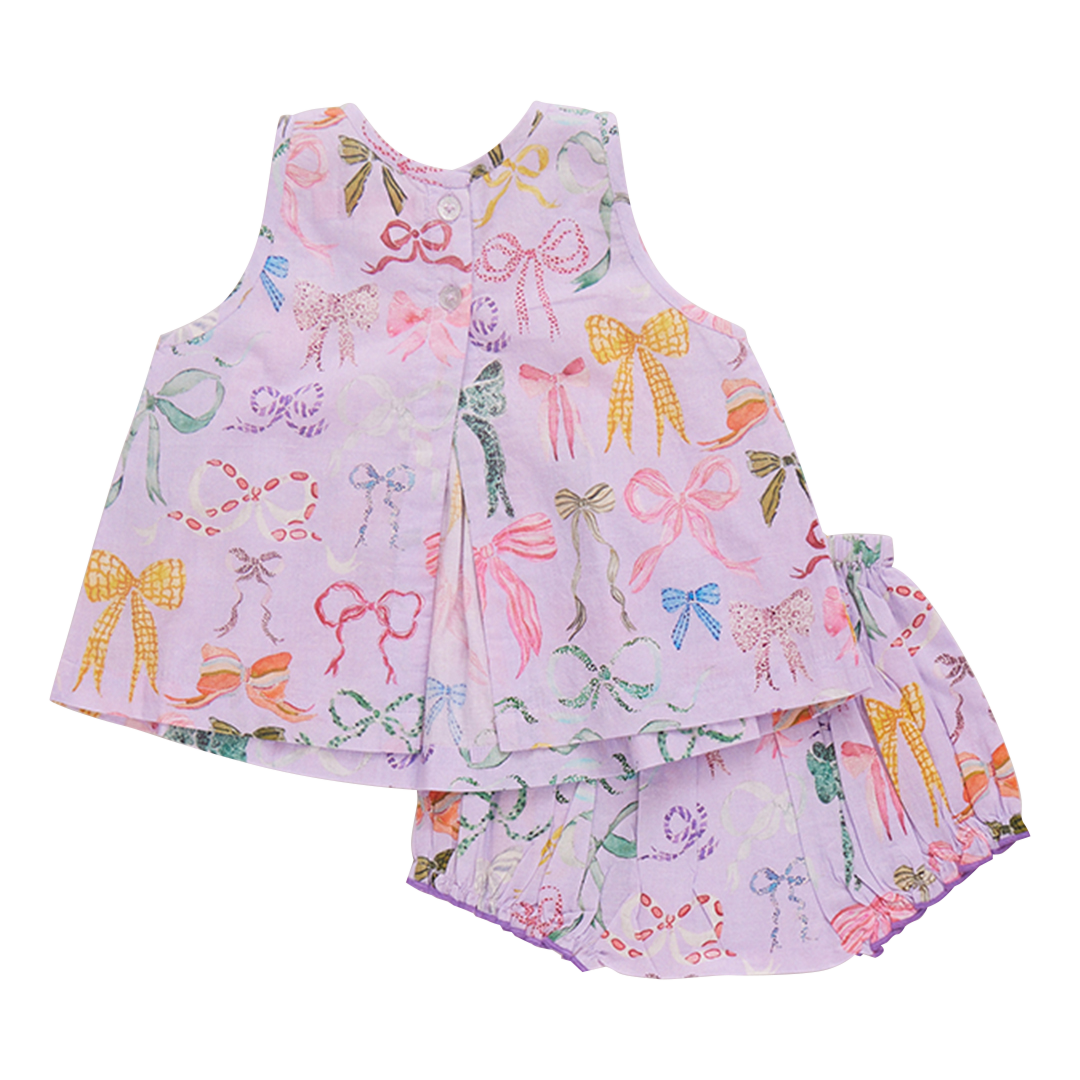 Pink Chicken Baby Girls Jaipur 2 Piece Set | Lavender Watercolor Bows