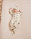 Quincy Mae Knotted Baby Gown | Navy Ditsy