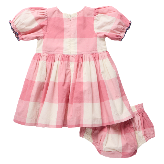 Pink Chicken Girls Dress Set | Pink Check