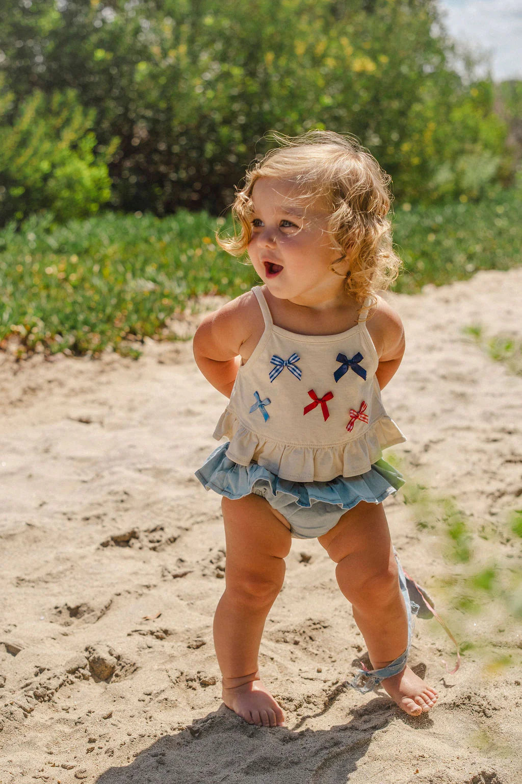 Wild Wawa Ruffle Bloomer Set | Denim
