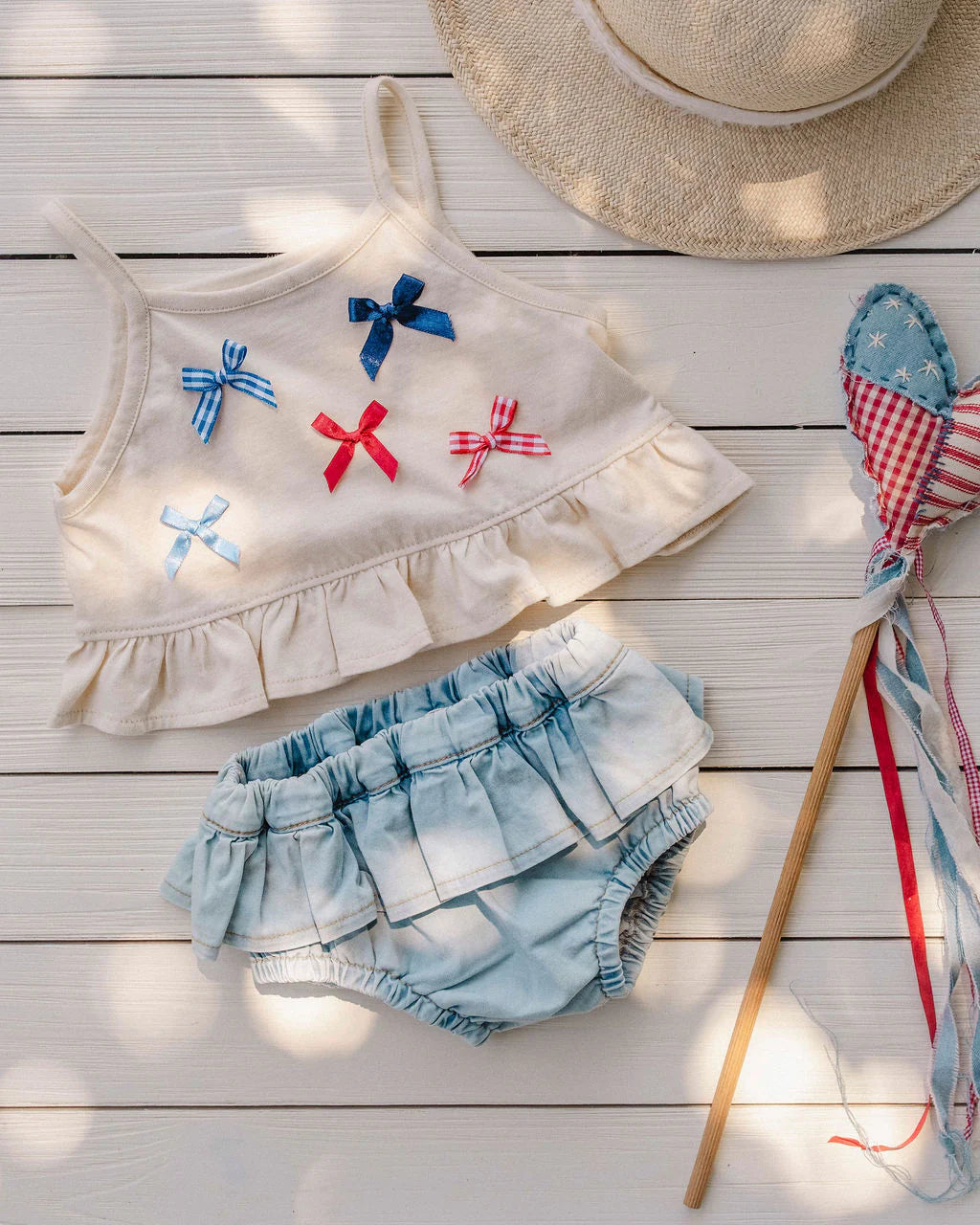 Wild Wawa Ruffle Bloomer Set | Denim