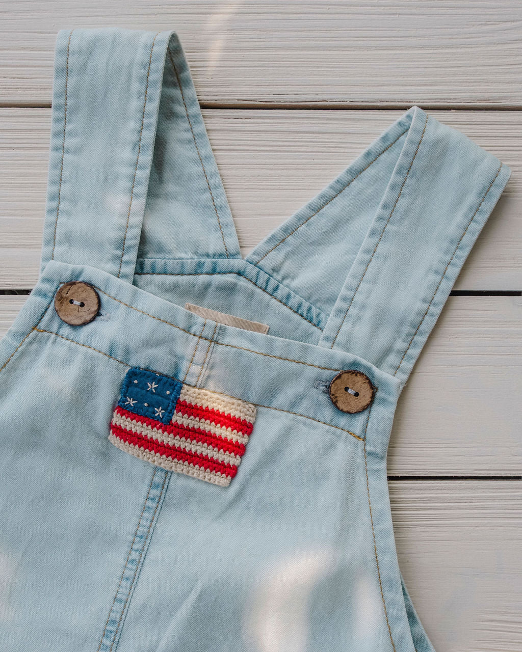 Wild Wawa Denim Overalls | American Flag