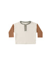 Quincy Mae Long Sleeve Henley Tee | Colorblock