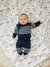 Mebie Baby Hooded French Terry Set | Navy Stripes