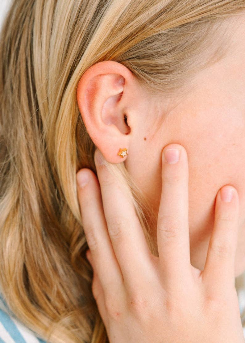 Pierced Co Moon/Star Opal Screwback Earrings