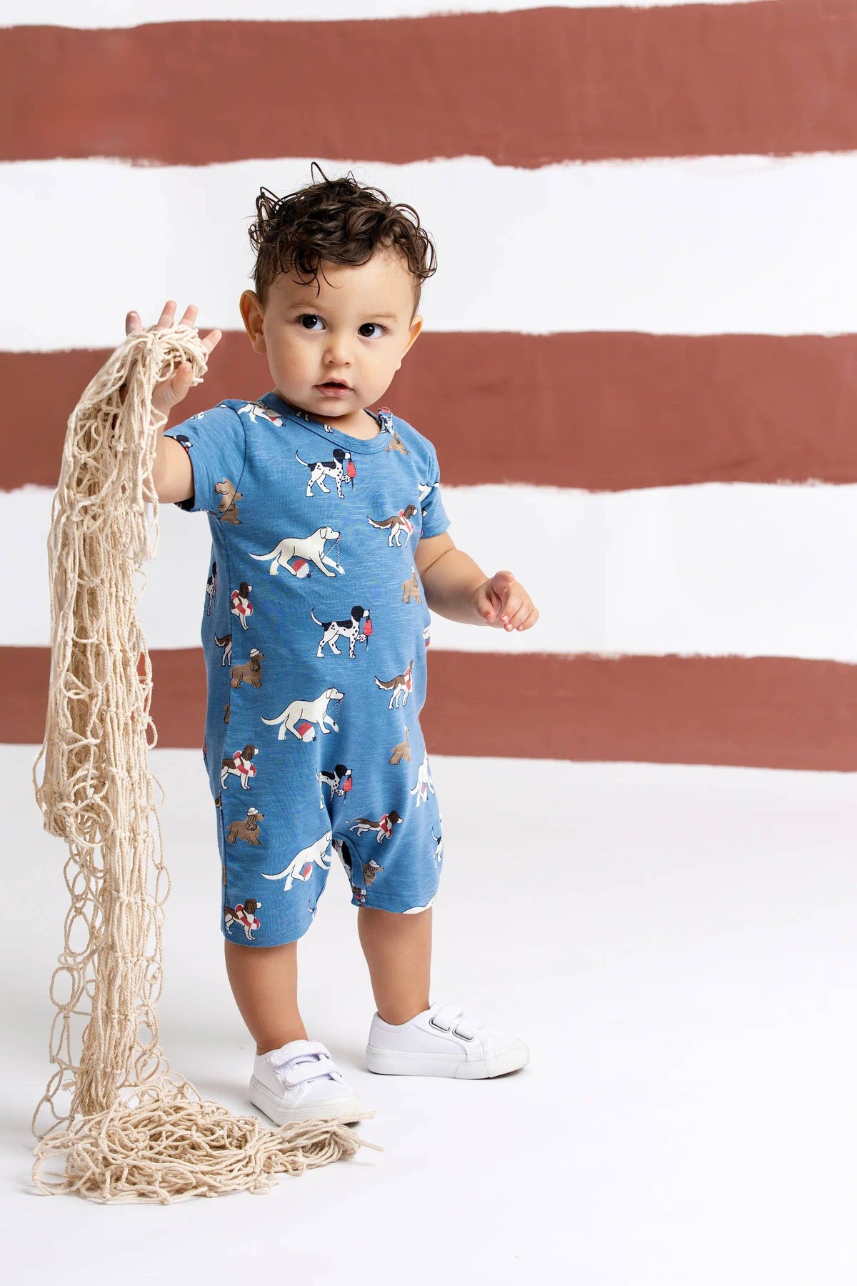 Monica + Andy Baby Slub Shorty Romper | Nantucket Pups