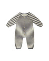 Quincy Mae Waffle Longsleeve Jumpsuit | Navy Stripe