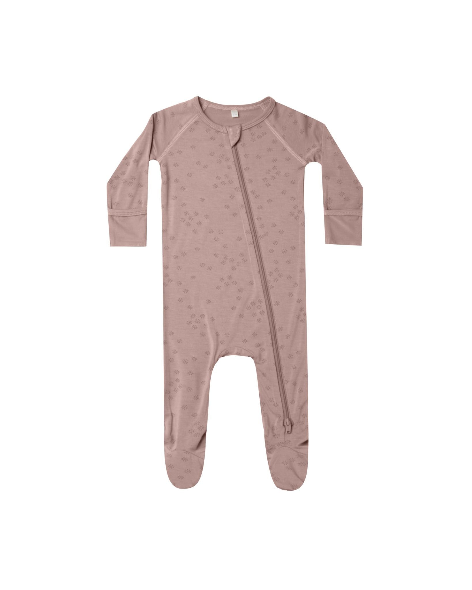 Quincy Mae Bamboo Zip Footie | Mauve Bloom