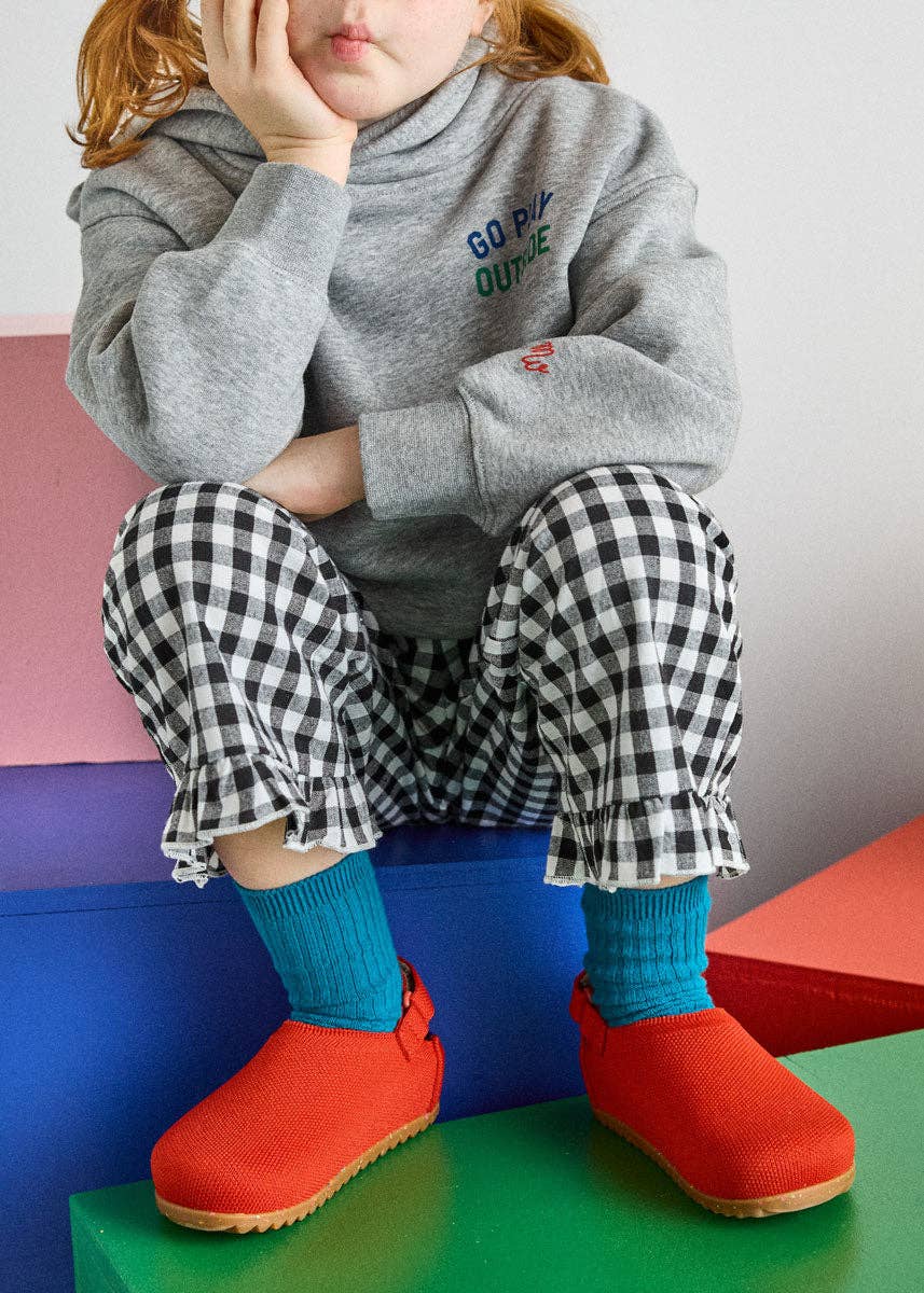 Alice & Wonder Gingham Ruffle Hem Pant | Black & White