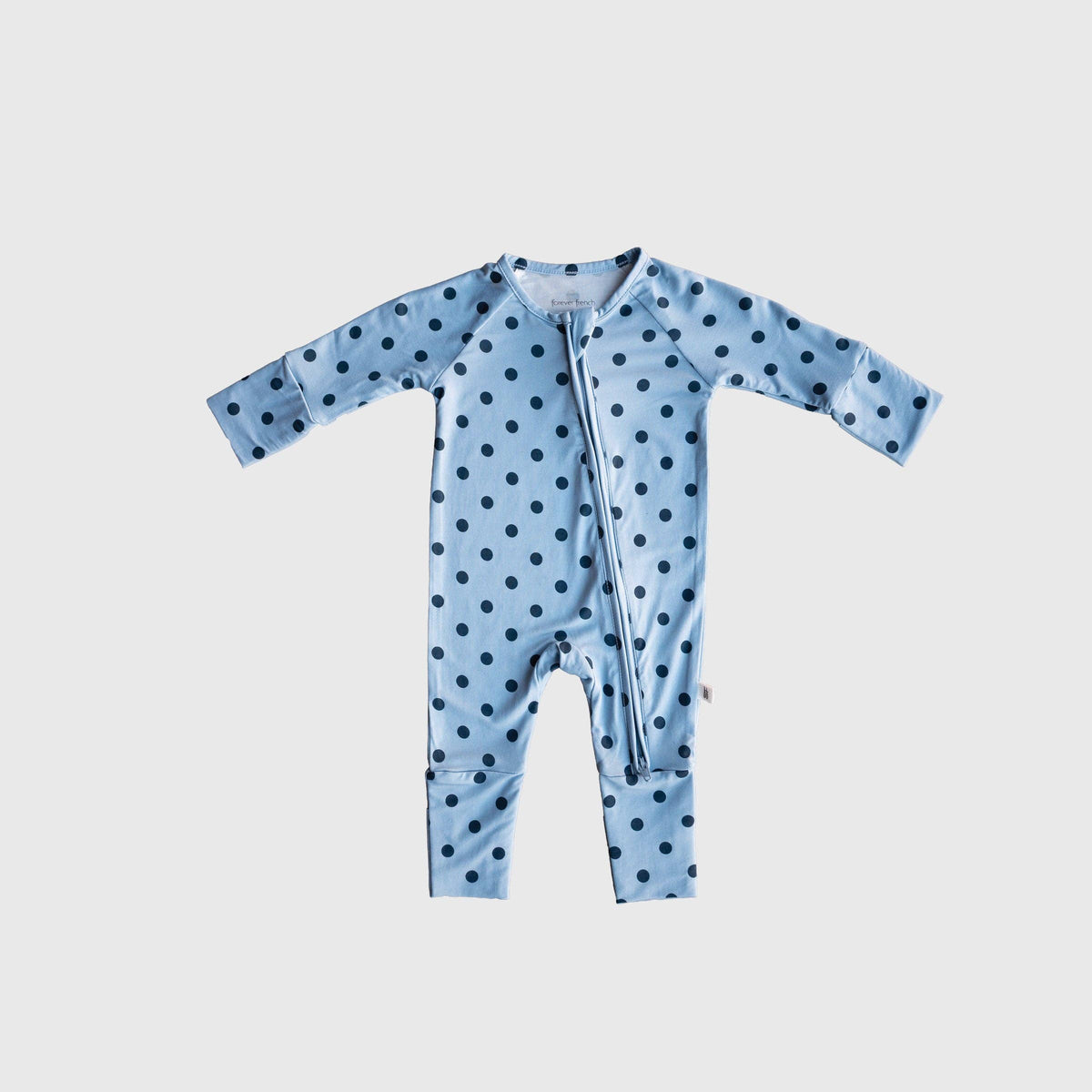Forever French Baby Bamboo Zip Pajamas | Sully Blue Polka Dot