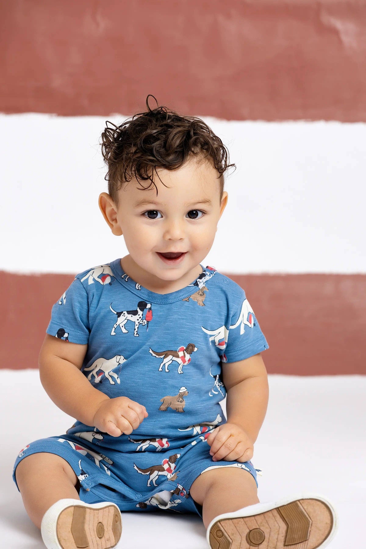Monica + Andy Baby Slub Shorty Romper | Nantucket Pups